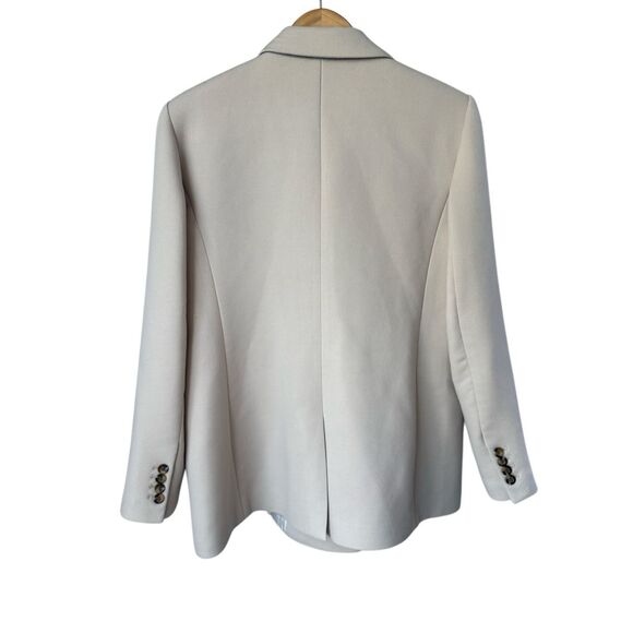 Ann Taylor Toasted Oat Twill Relaxed Long Double Breasted Blazer Size 14 - Picture 5 of 12